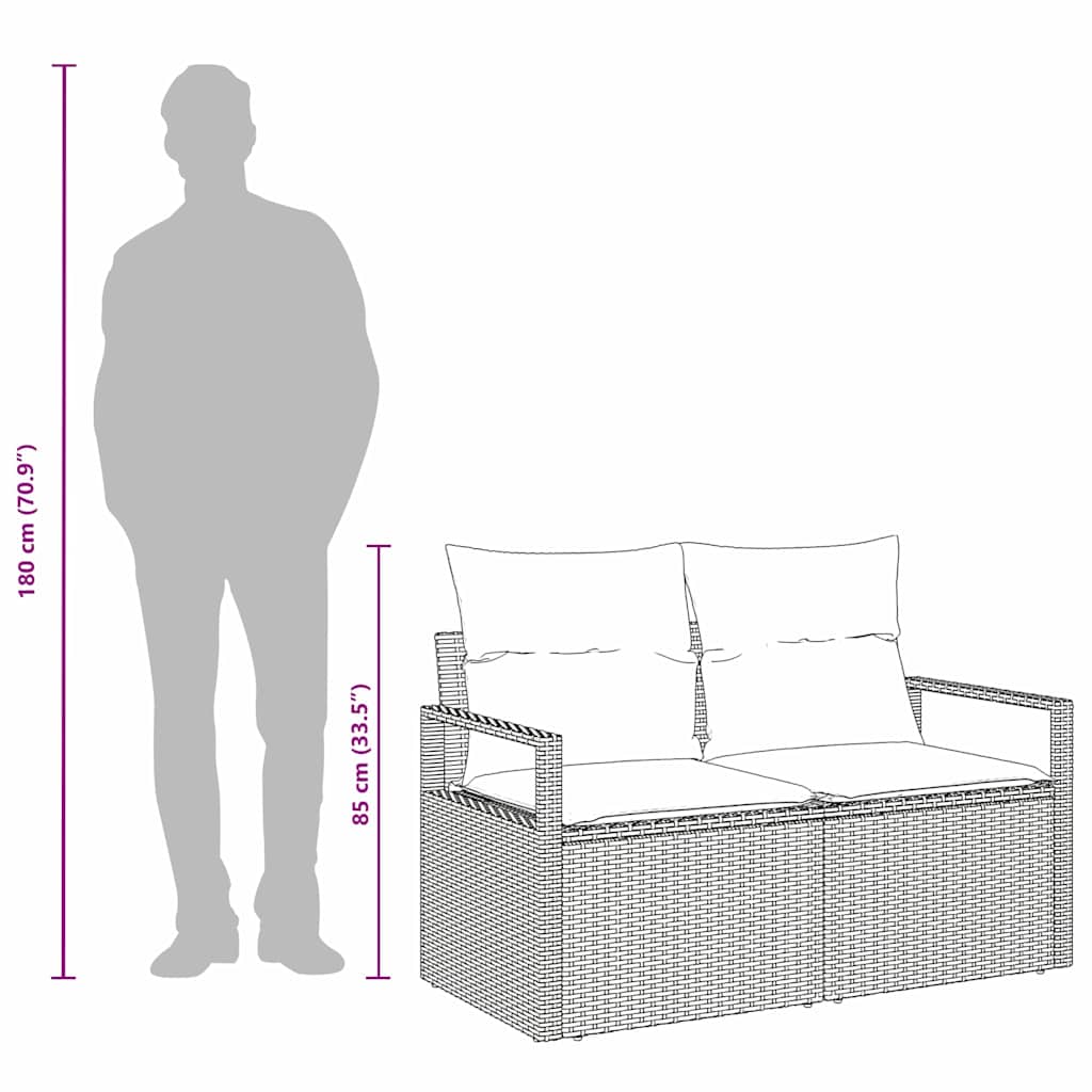 Gartensofa mit Kissen Braun 120 x 62 x 69cm Poly-Rattan